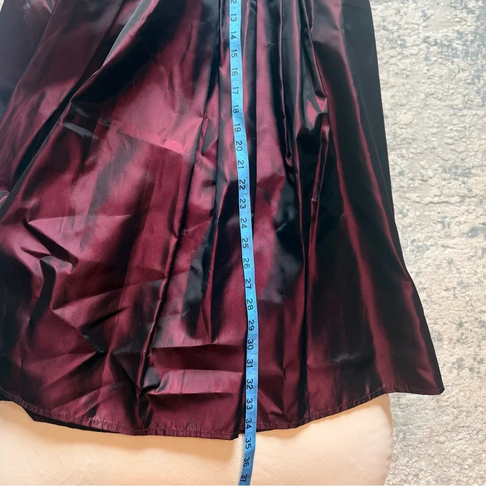 Vintage Cache Burgundy Taffeta Midi Skirt - Picture 6 of 10